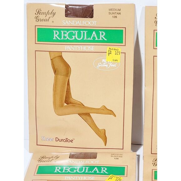5 Simply Great Pantyhose Medium Sunton 126 Sandalfoot Regular Pantyhose - Picture 3 of 12